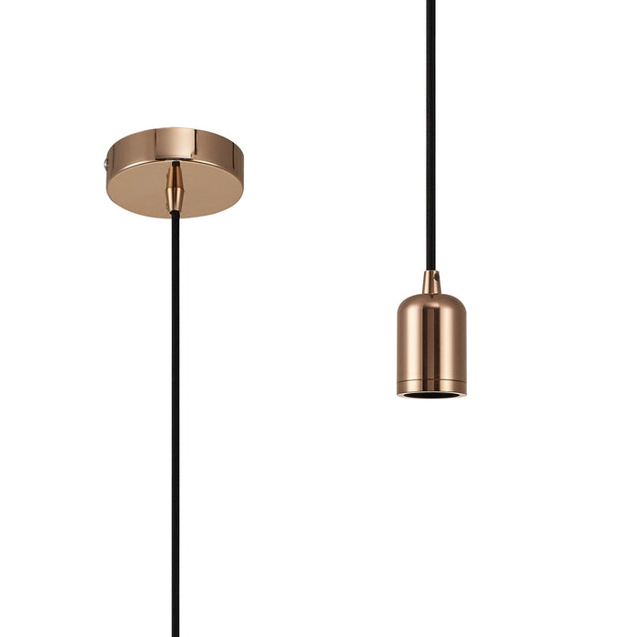 Nelson Lighting NL7866/L9 Apollo 1m Suspension Kit 1 Light Rose Gold/Black Braided Cable