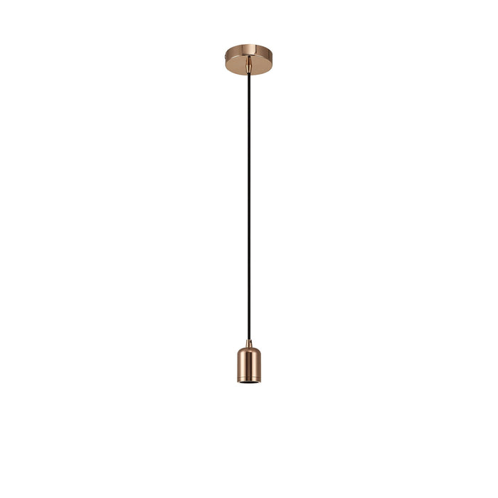 Nelson Lighting NL7866/L9 Apollo 1m Suspension Kit 1 Light Rose Gold/Black Braided Cable