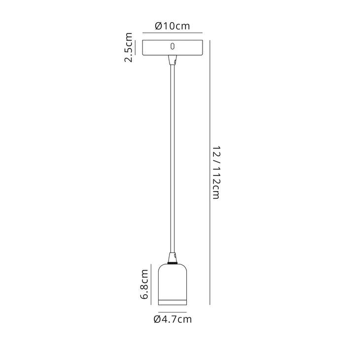 Nelson Lighting NL7868/L9 Apollo 1m Suspension Kit 1 Light Brushed Nickel/Black Braided Cable