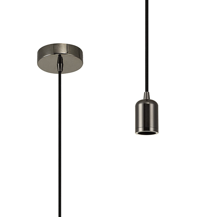 Nelson Lighting NL7869/L9 Apollo 1m Suspension Kit 1 Light Black Chrome/Black Braided Cable