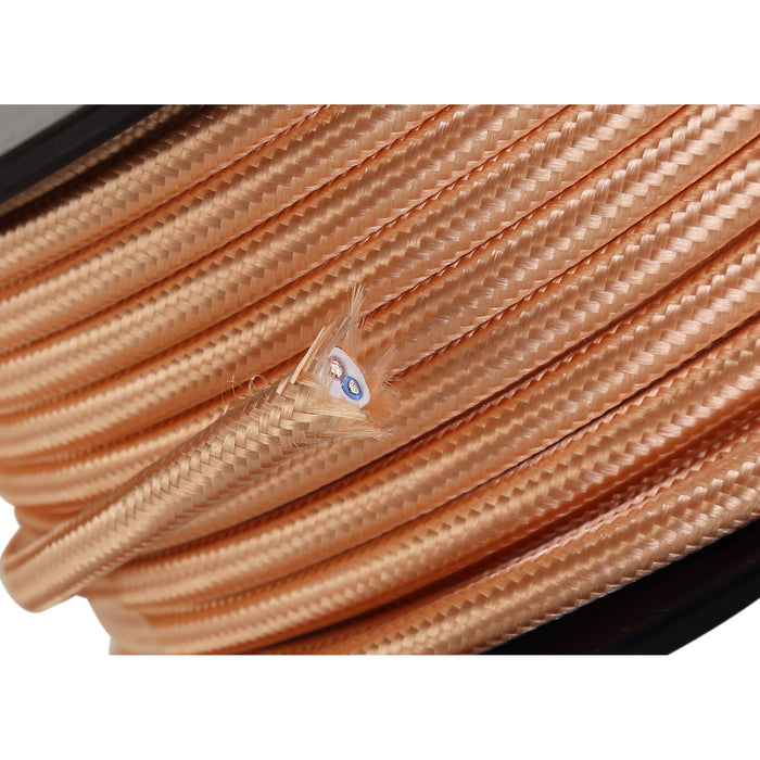 Nelson Lighting NL80769 Apollo 25m Roll Rose Gold Braided 2 Core 0.75mm Cable VDE Approved