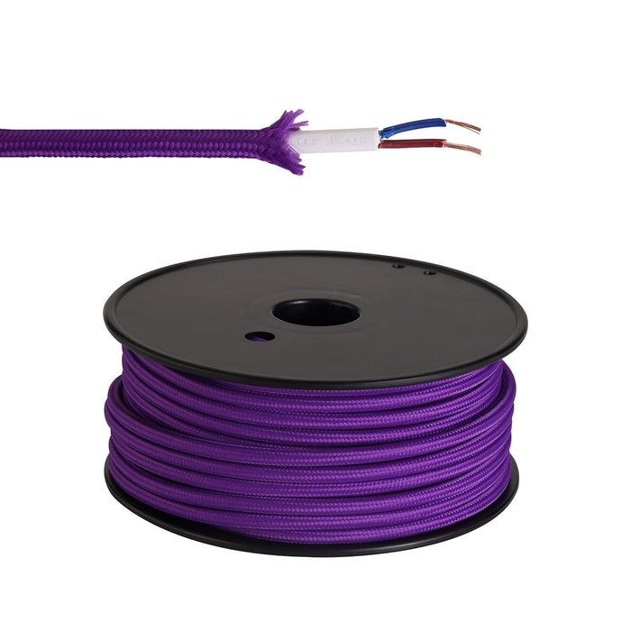 Nelson Lighting NL80809 Apollo 25m Roll Purple Braided 2 Core 0.75mm Cable VDE Approved