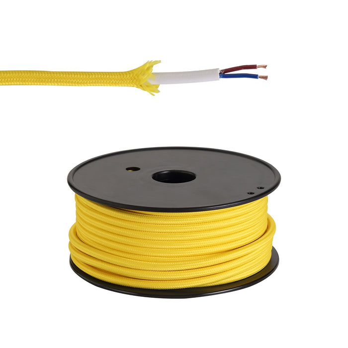 Nelson Lighting NL80829 Apollo 25m Roll Yellow Braided 2 Core 0.75mm Cable VDE Approved