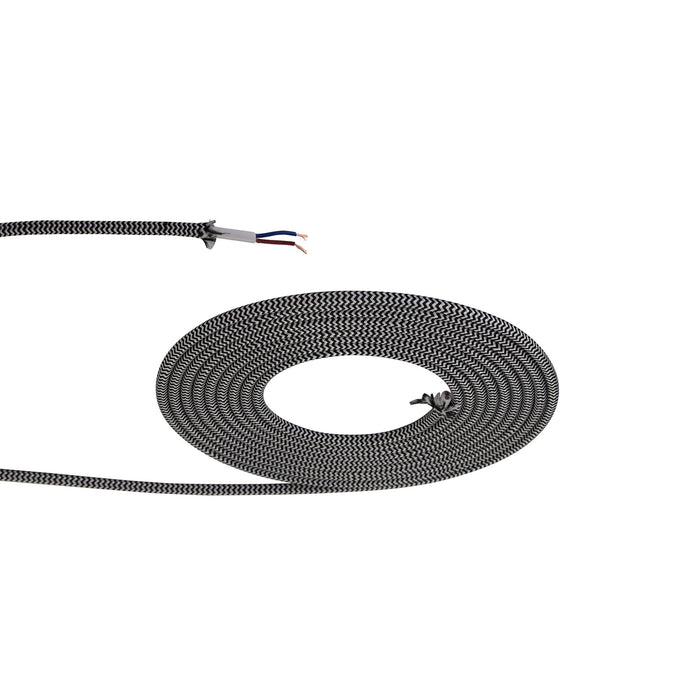 Nelson Lighting NL8085/M9 Apollo 1m Black & White Wave Stripes Braided 2 Core 0.75mm Cable VDE Approved