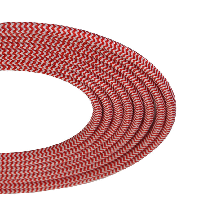 Nelson Lighting NL8087/M9 Apollo 1m Red & White Wave Stripes Braided 2 Core 0.75mm Cable VDE Approved