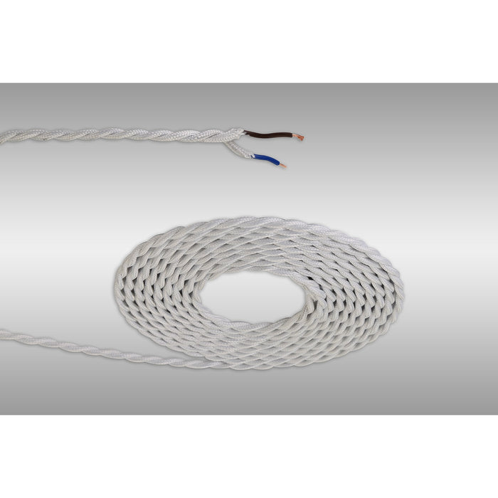 Nelson Lighting NL8091/M9 Apollo 1m White Braided Twisted 2 Core 0.75mm Cable VDE Approved