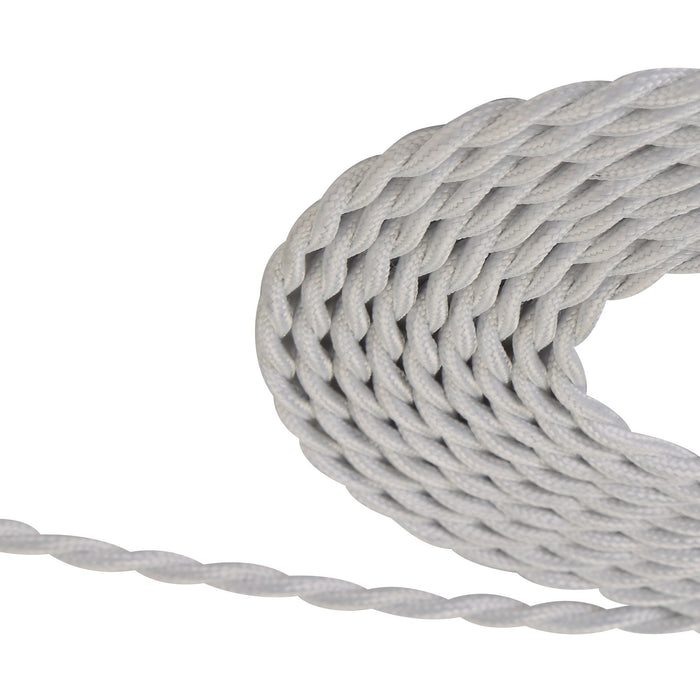 Nelson Lighting NL8091/M9 Apollo 1m White Braided Twisted 2 Core 0.75mm Cable VDE Approved