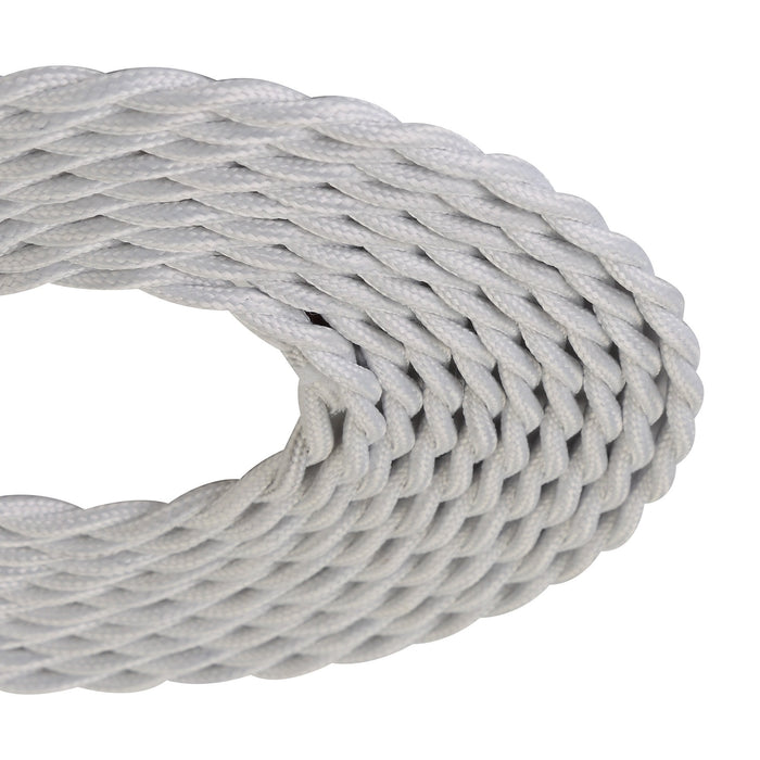 Nelson Lighting NL8091/M9 Apollo 1m White Braided Twisted 2 Core 0.75mm Cable VDE Approved