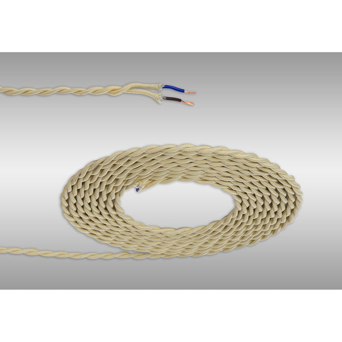 Nelson Lighting NL8097/M9 Apollo 1m Beige Braided Twisted 2 Core 0.75mm Cable VDE Approved