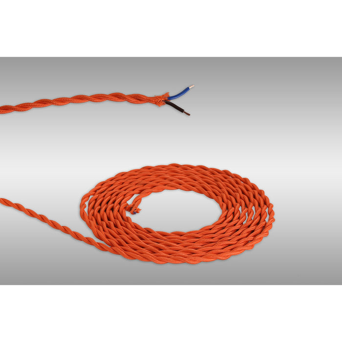 Nelson Lighting NL8103/M9 Apollo 1m Orange Braided Twisted 2 Core 0.75mm Cable VDE Approved