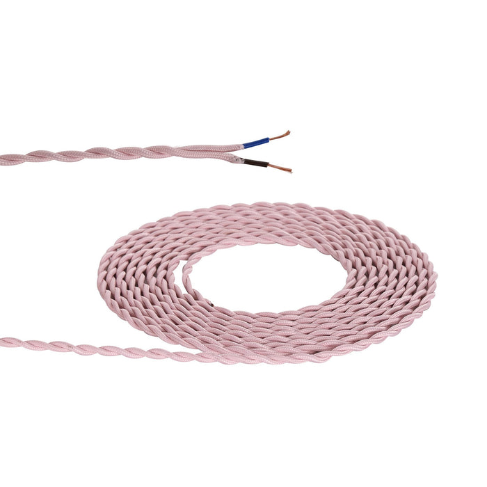 Nelson Lighting NL8105/M9 Apollo 1m Pink Braided Twisted 2 Core 0.75mm Cable VDE Approved