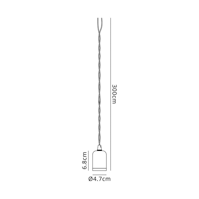 Nelson Lighting NL91499 Apollo E27 (Max 60W) Lampholder White With 3m White Braided Twisted Cable & Deeper Shade Ring