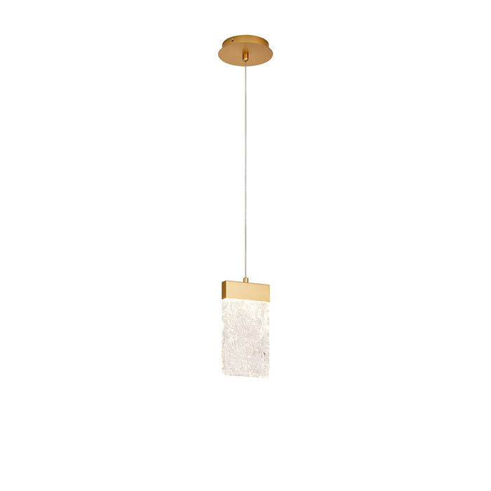 Nelson Lighting NL92529 Bartoo 1 LED Medium Pendant Painted Brushed Gold Clear