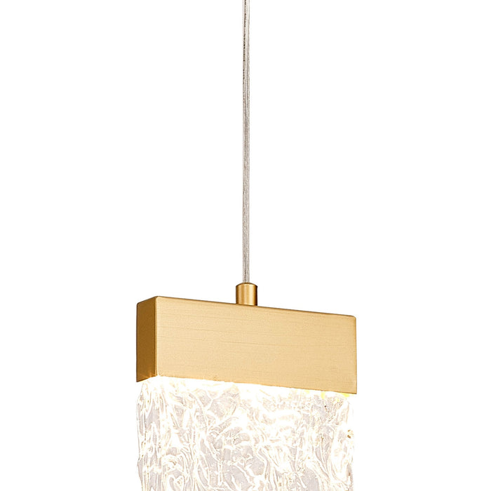 Nelson Lighting NL92529 Bartoo 1 LED Medium Pendant Painted Brushed Gold Clear