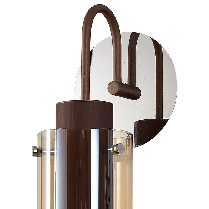 Nelson Lighting NL91639 Tokyo Slim 1 Light Wall Light Mocha Polished Chrome