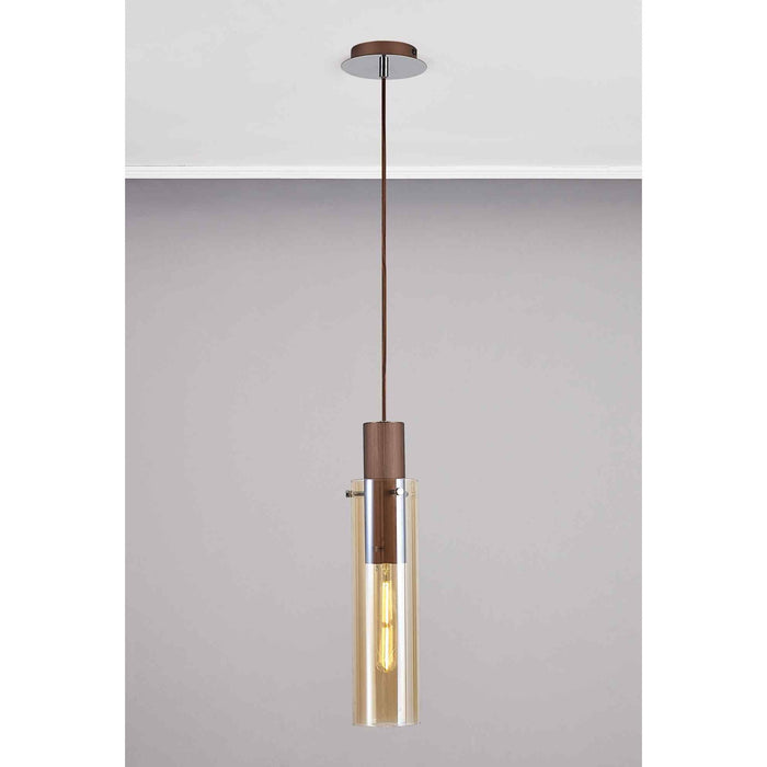 Nelson Lighting NL91649 Tokyo Slim 1 Light Pendant Mocha Polished Chrome