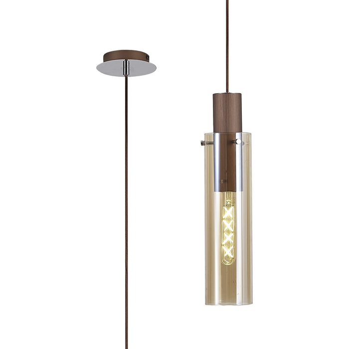 Nelson Lighting NL91649 Tokyo Slim 1 Light Pendant Mocha Polished Chrome