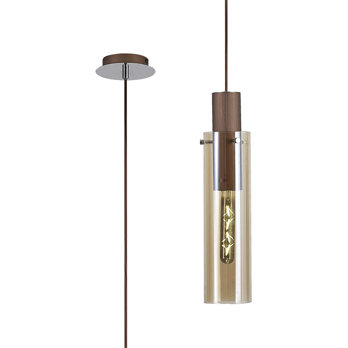 Nelson Lighting NL91649 Tokyo Slim 1 Light Pendant Mocha Polished Chrome