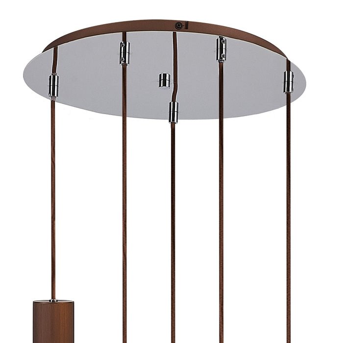 Nelson Lighting NL91669 Blade Slim 5 Light Round Pendant Mocha Polished Chrome