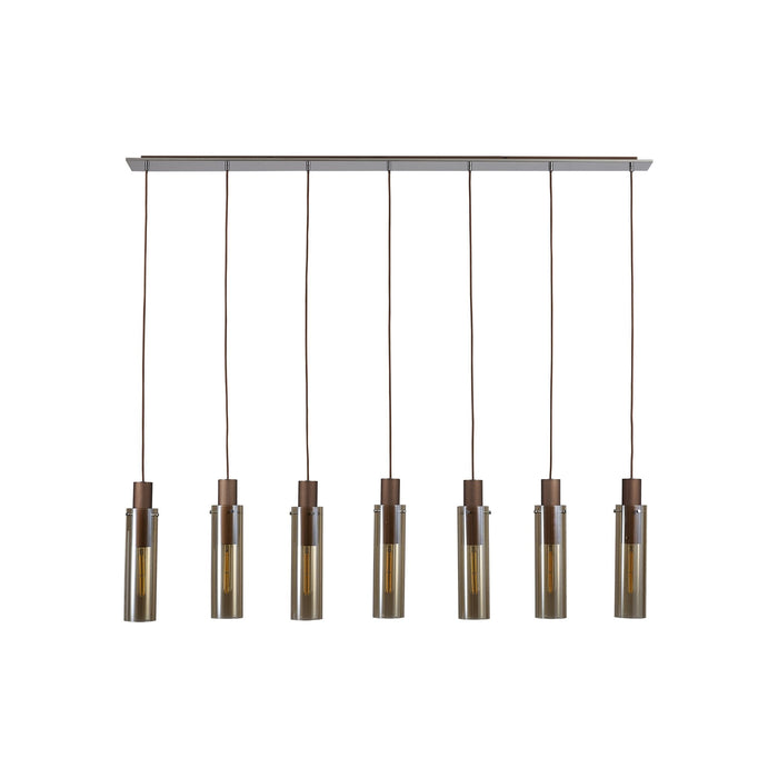 Nelson Lighting NL91729 Blade Slim 7 Light Linear Pendant Mocha Polished Chrome