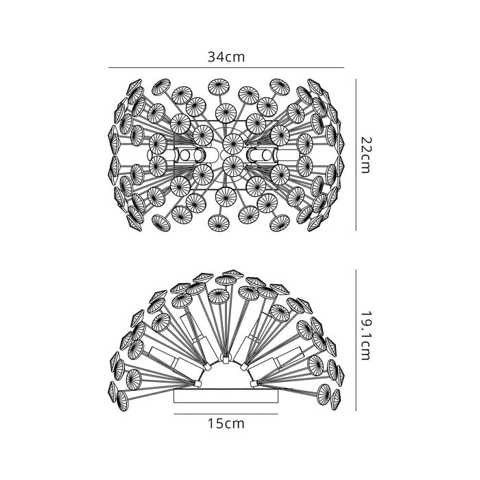 Nelson Lighting NL82019 Bulge 4 Light Wall Light Polished Chrome Crystal