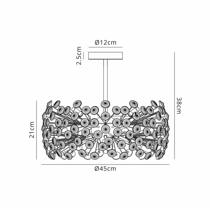 Nelson Lighting NL82029 Bulge 8 Light Ceiling Light Polished Chrome Crystal