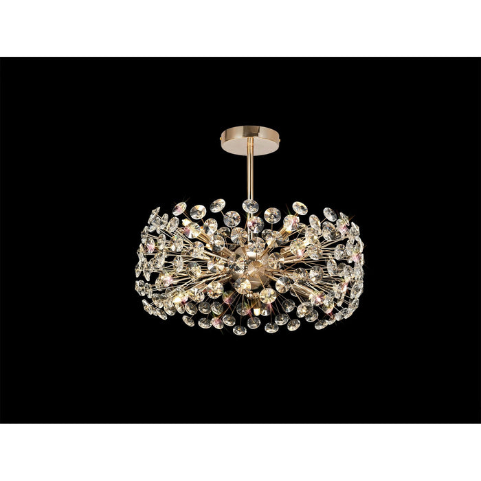 Nelson Lighting NL82079 Bulge 8 Light Ceiling Light French Gold Crystal