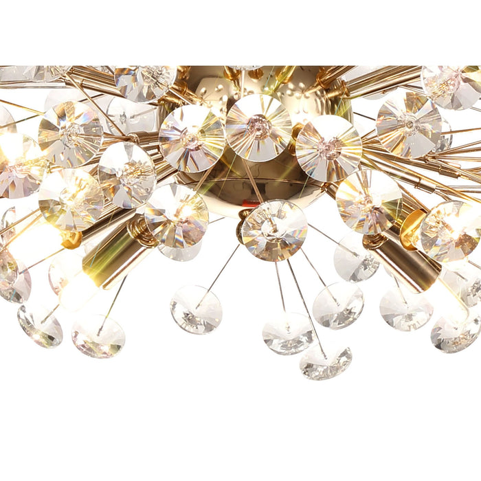 Nelson Lighting NL82079 Bulge 8 Light Ceiling Light French Gold Crystal