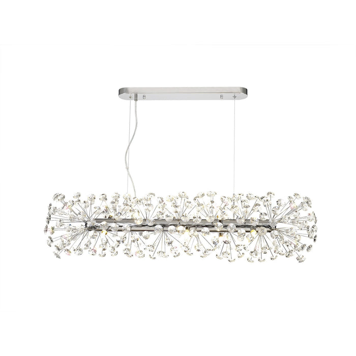 Nelson Lighting NL82929 Bulge 10 Light Oblong Linear Pendant Polished Chrome Crystal