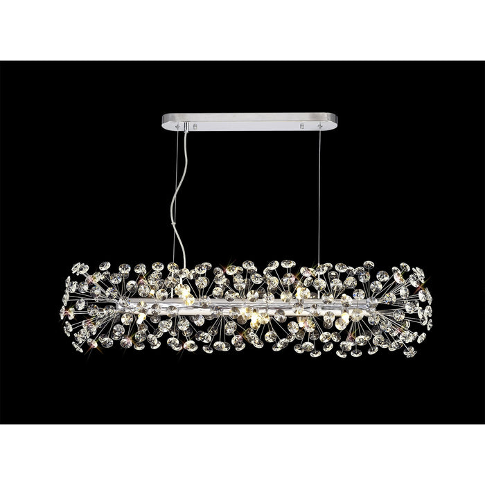 Nelson Lighting NL82929 Bulge 10 Light Oblong Linear Pendant Polished Chrome Crystal