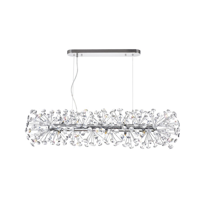 Nelson Lighting NL82929 Bulge 10 Light Oblong Linear Pendant Polished Chrome Crystal