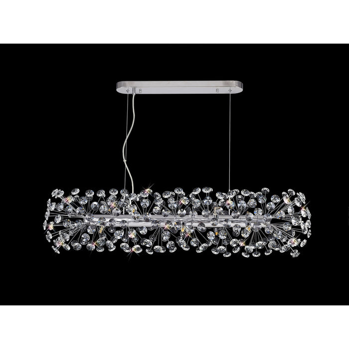 Nelson Lighting NL82929 Bulge 10 Light Oblong Linear Pendant Polished Chrome Crystal