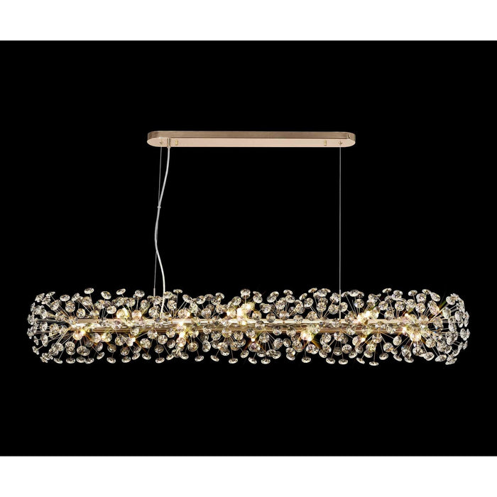 Nelson Lighting NL82959 Bulge 14 Light Oblong Linear Pendant French Gold Crystal