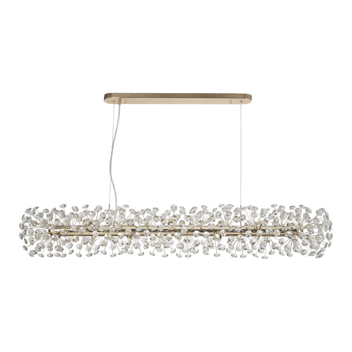 Nelson Lighting NL82959 Bulge 14 Light Oblong Linear Pendant French Gold Crystal