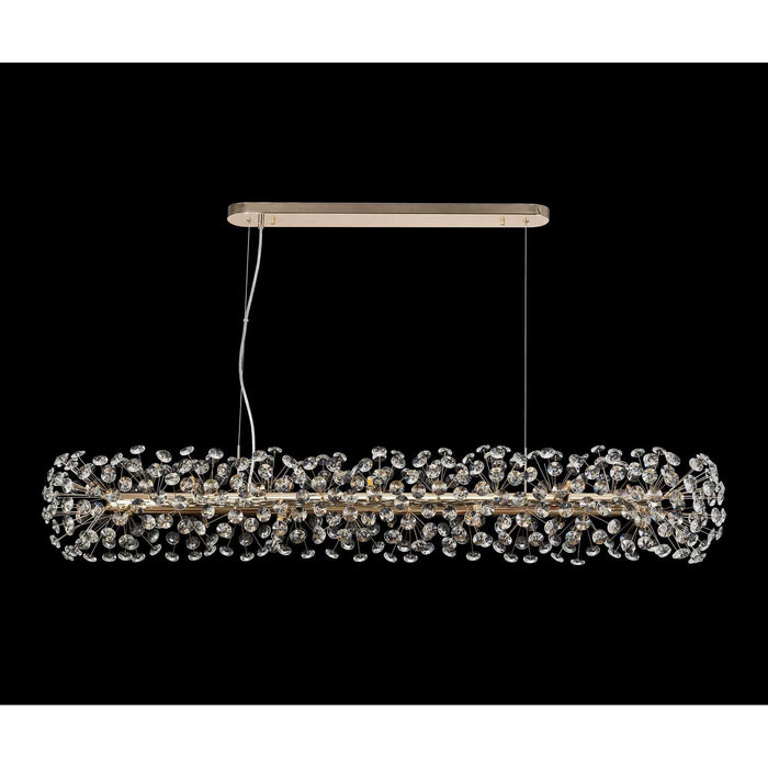 Nelson Lighting NL82959 Bulge 14 Light Oblong Linear Pendant French Gold Crystal