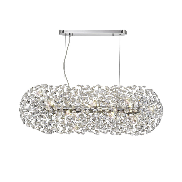 Nelson Lighting NL87759 Bulge 10 Light Oblong Linear Pendant Polished Chrome Crystal