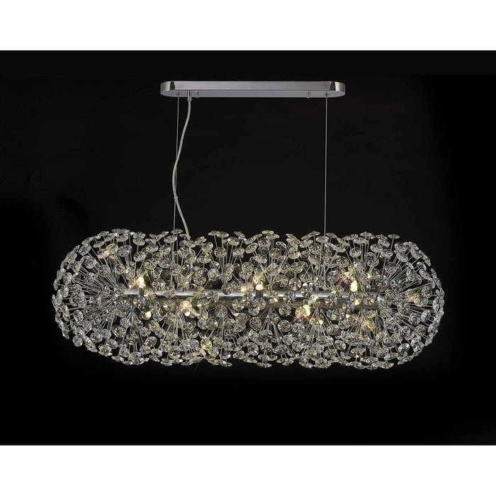 Nelson Lighting NL87759 Bulge 10 Light Oblong Linear Pendant Polished Chrome Crystal