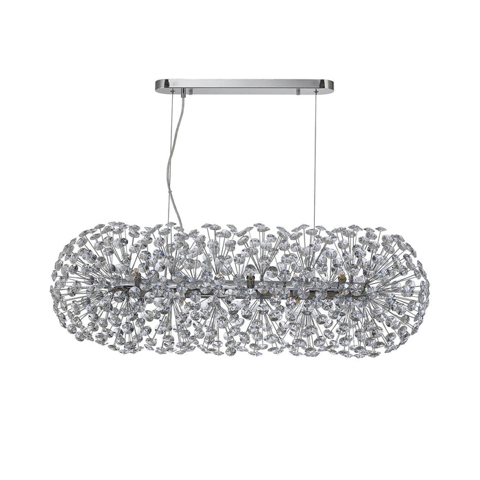 Nelson Lighting NL87759 Bulge 10 Light Oblong Linear Pendant Polished Chrome Crystal