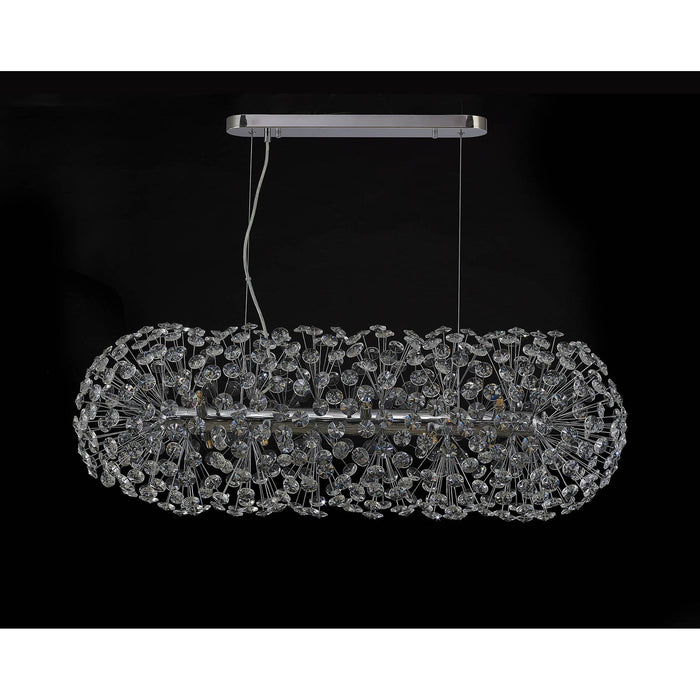 Nelson Lighting NL87759 Bulge 10 Light Oblong Linear Pendant Polished Chrome Crystal