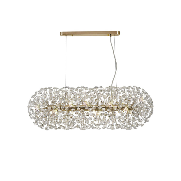 Nelson Lighting NL87779 Bulge 10 Light Oblong Linear Pendant French Gold Crystal