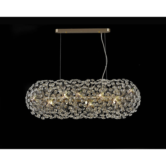 Nelson Lighting NL87779 Bulge 10 Light Oblong Linear Pendant French Gold Crystal