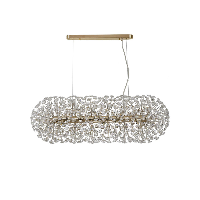 Nelson Lighting NL87779 Bulge 10 Light Oblong Linear Pendant French Gold Crystal