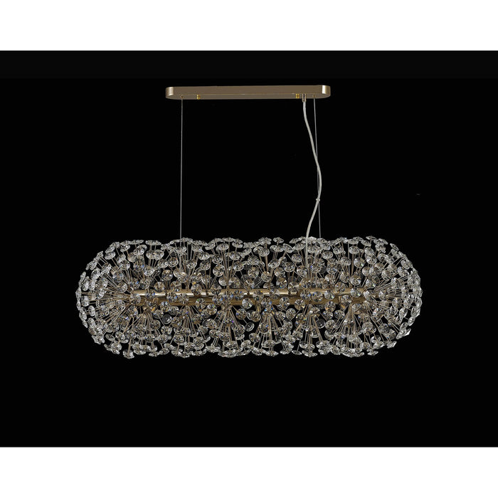 Nelson Lighting NL87779 Bulge 10 Light Oblong Linear Pendant French Gold Crystal