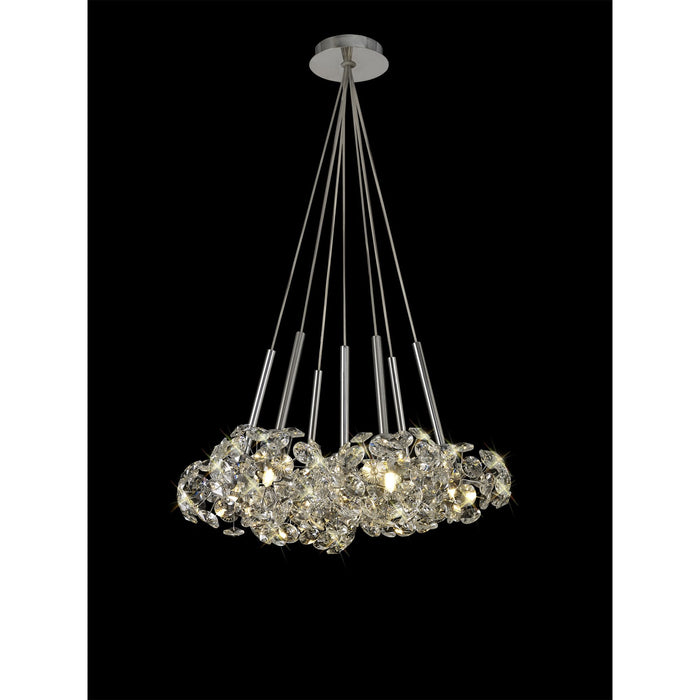 Nelson Lighting NLK04919 Bulge 7 Light Cluster Pendant Polished Chrome Crystal