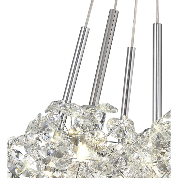 Nelson Lighting NLK04919 Bulge 7 Light Cluster Pendant Polished Chrome Crystal