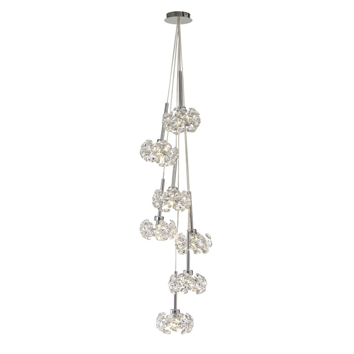 Nelson Lighting NLK04919 Bulge 7 Light Cluster Pendant Polished Chrome Crystal