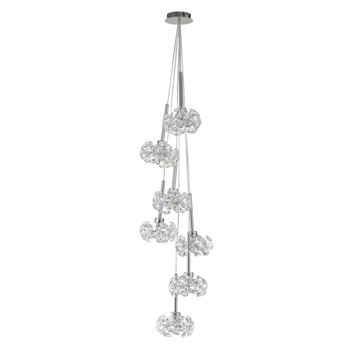 Nelson Lighting NLK04919 Bulge 7 Light Cluster Pendant Polished Chrome Crystal