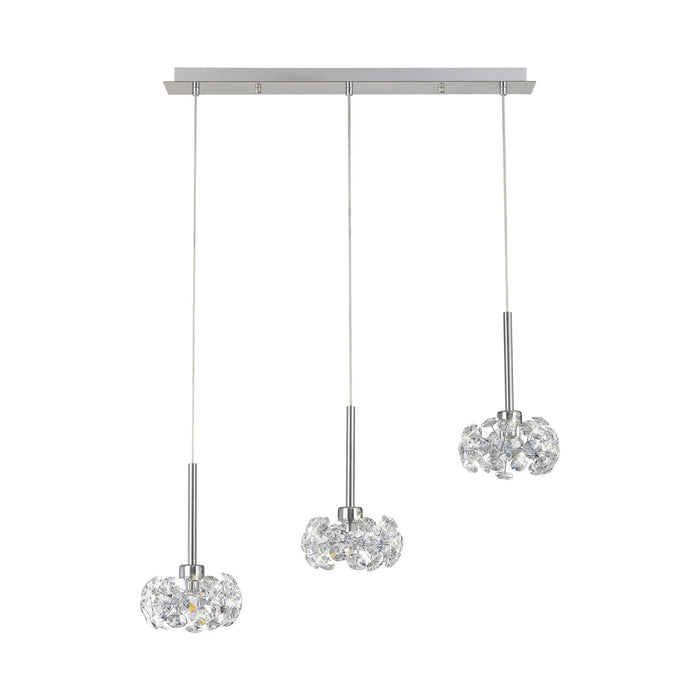 Nelson Lighting NLK04929 Bulge 3 Light Linear Pendant Polished Chrome Crystal