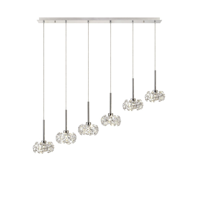 Nelson Lighting NLK04939 Bulge 6 Light Linear Pendant Polished Chrome Crystal