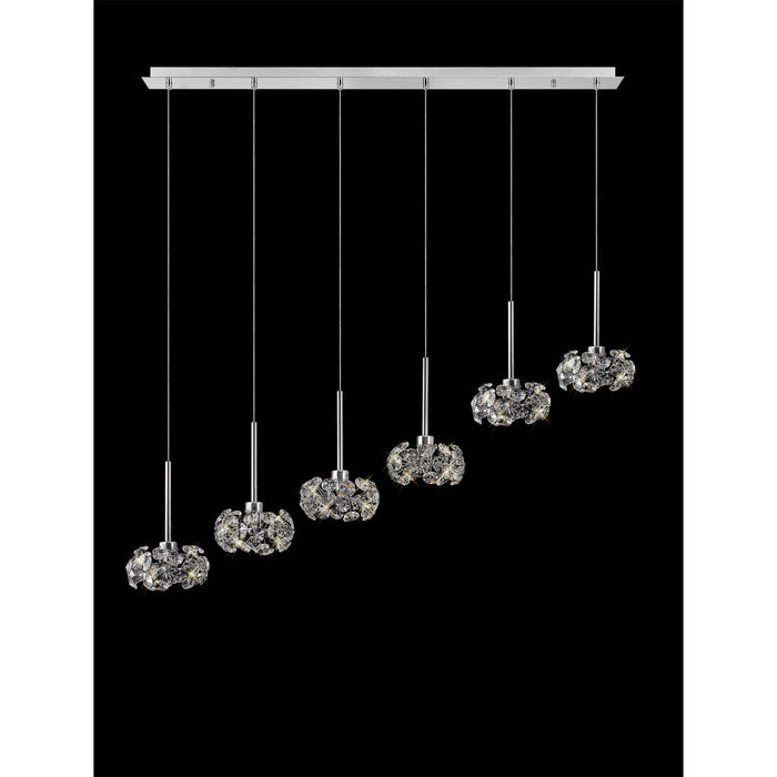 Nelson Lighting NLK04939 Bulge 6 Light Linear Pendant Polished Chrome Crystal